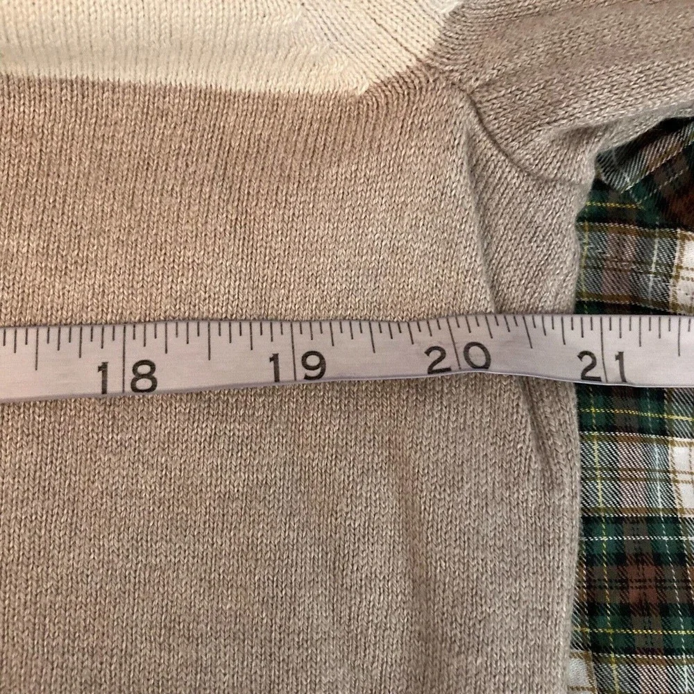 Banana Republic Sweater Mens Sz‎ M Beige Blue Cashmere Silk Striped Zip Pullover